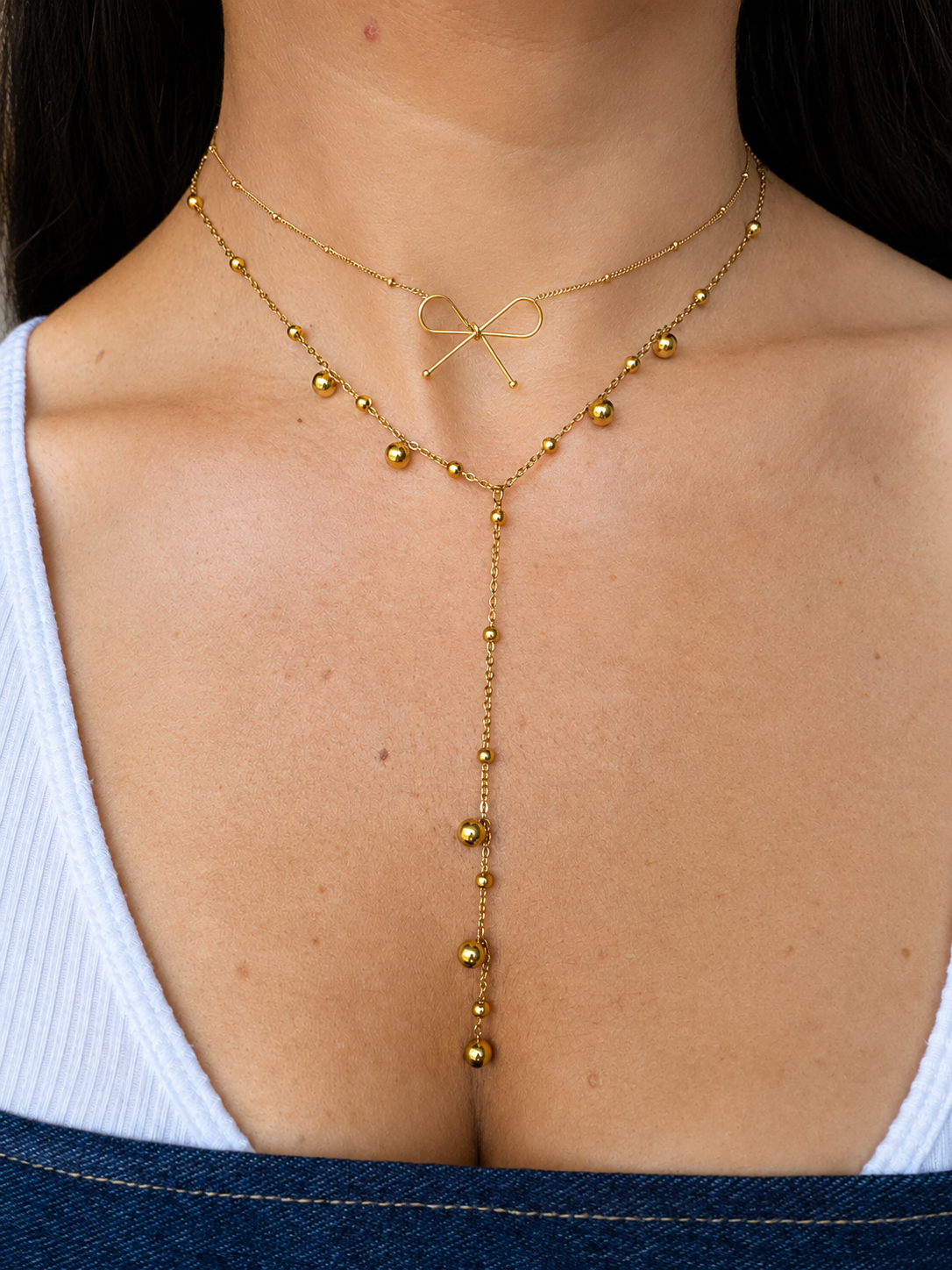 18K Gold Tassel Bead Necklace