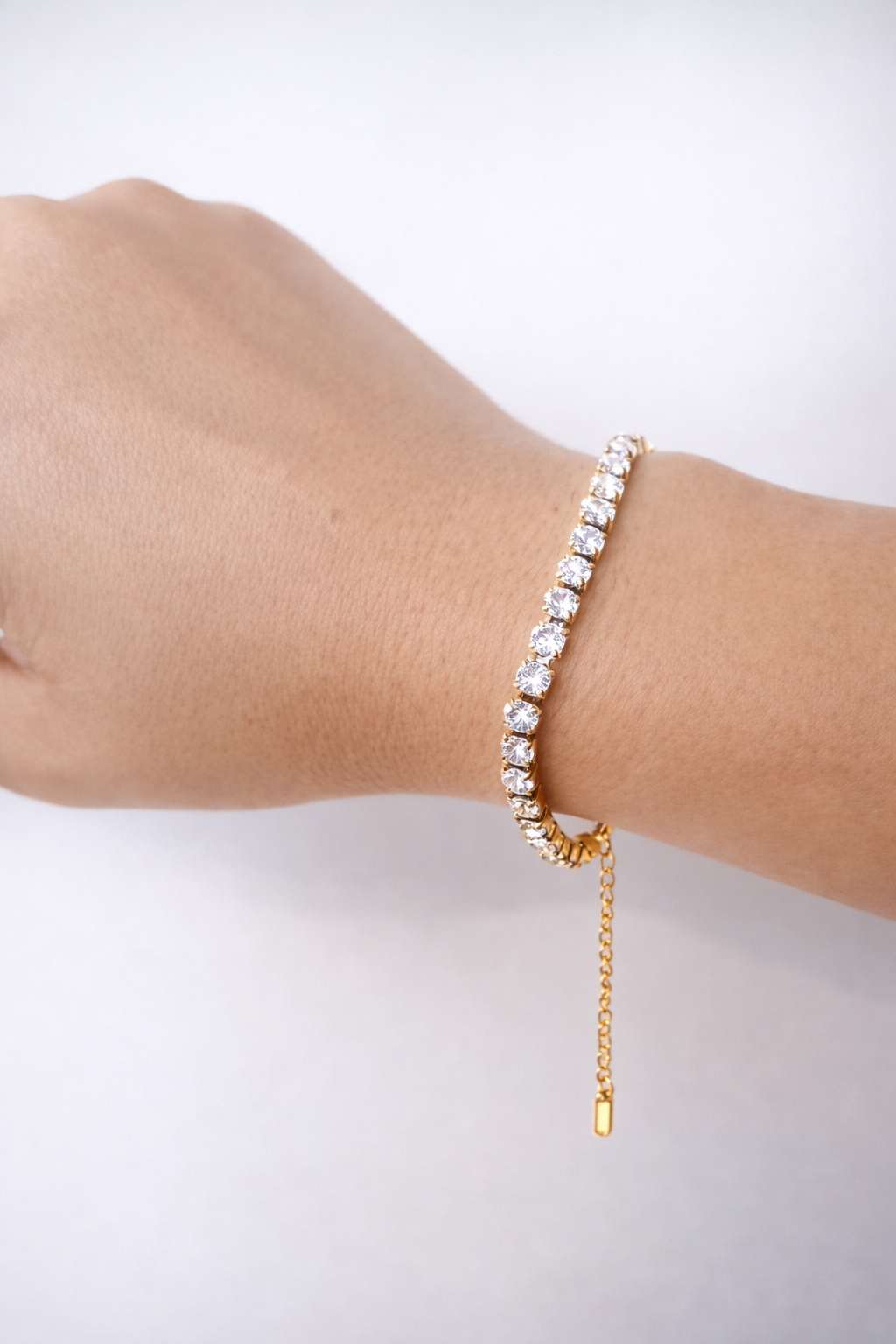 Tennis- Bracelet, 18K Gold Plated Steel