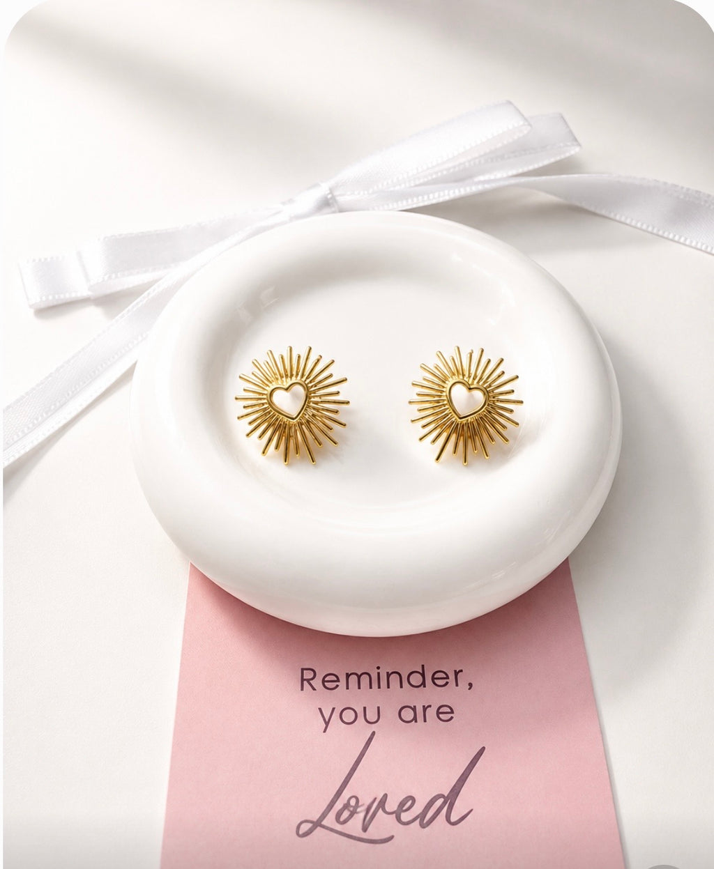 Heart Stud Earrings 18K Gold Plated Stainless Steel