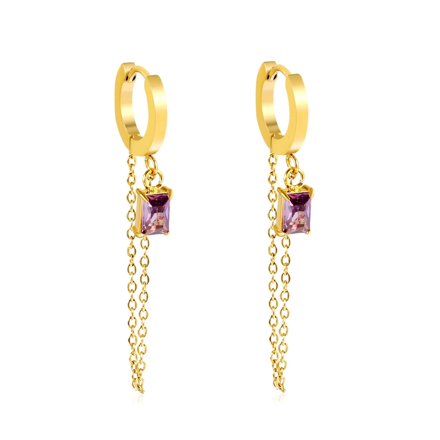 Gold Tassel Zirconia Earrings – 18K Gold Plated
