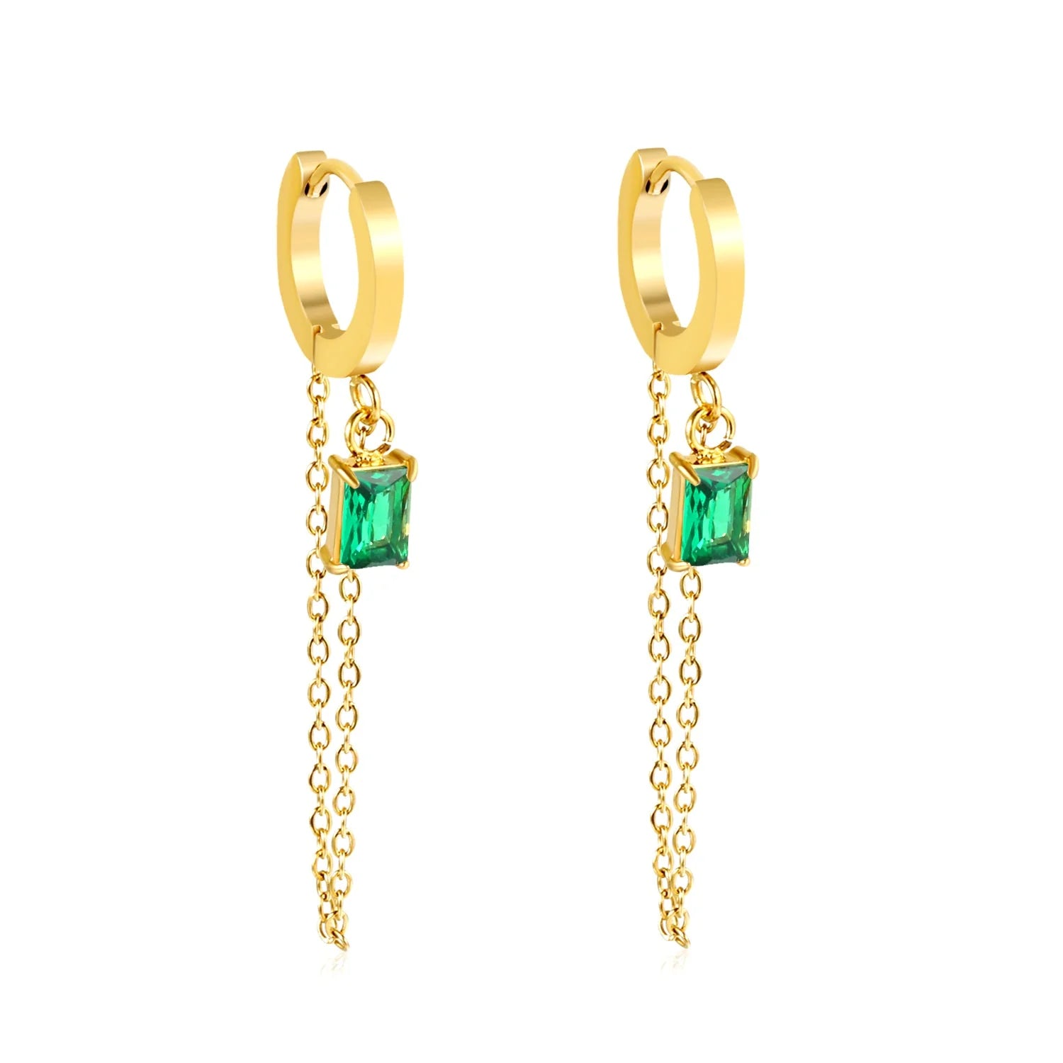 Gold Tassel Zirconia Earrings – 18K Gold Plated