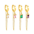 Gold Tassel Zirconia Earrings – 18K Gold Plated