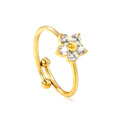 Gold Plated Multi - Color Gemstone Flower shaped open Rings
