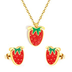 Steel Strawberry Necklace and Earrings Set
