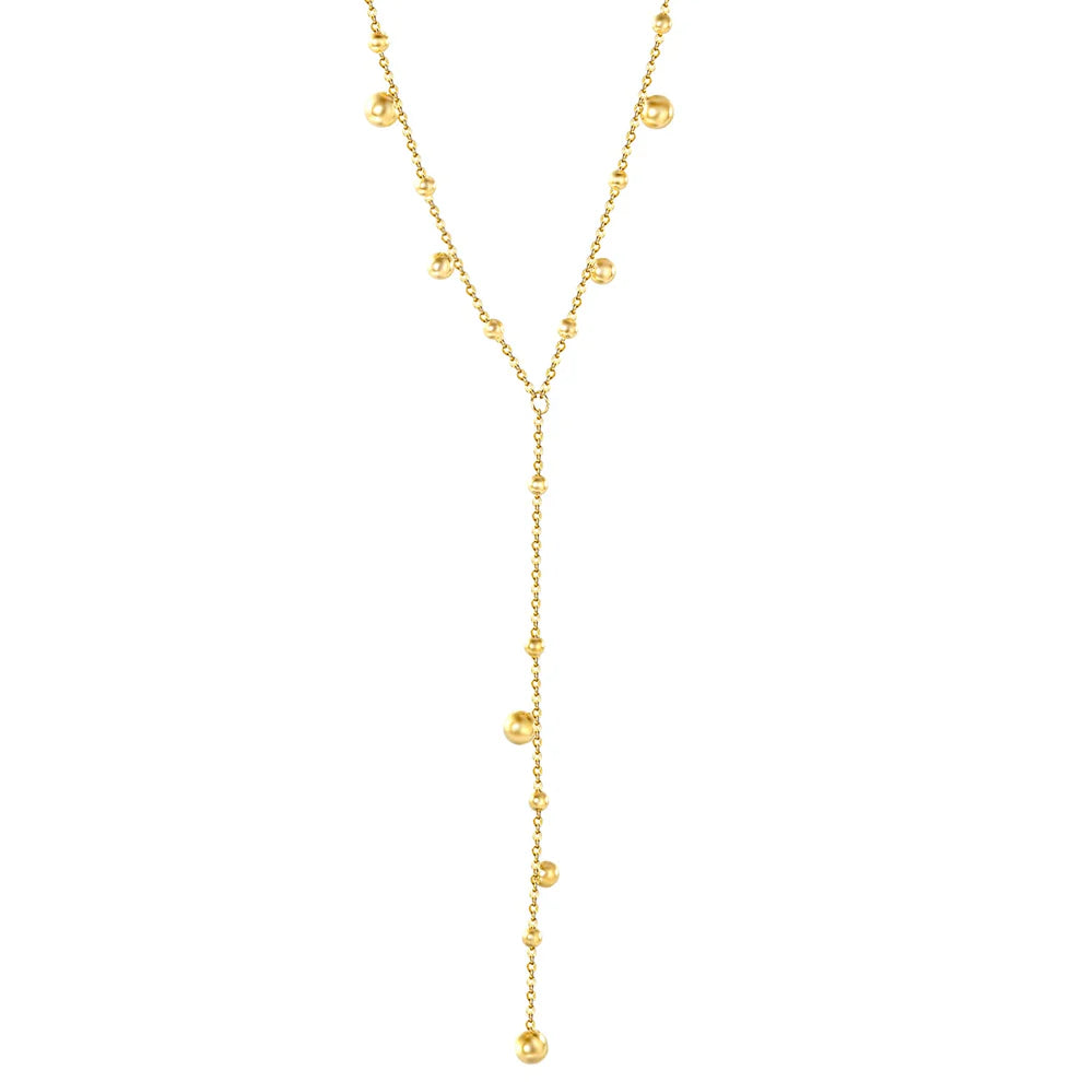 18K Gold Tassel Bead Necklace
