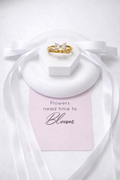 Open gold ring featuring a 9x5 mm bow design and a white zirconia inlay.
