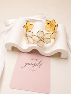Flower Bracelet, 18K Gold Plated Steel