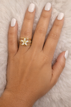 Flower- Ring, 18K Gold Plated Steel