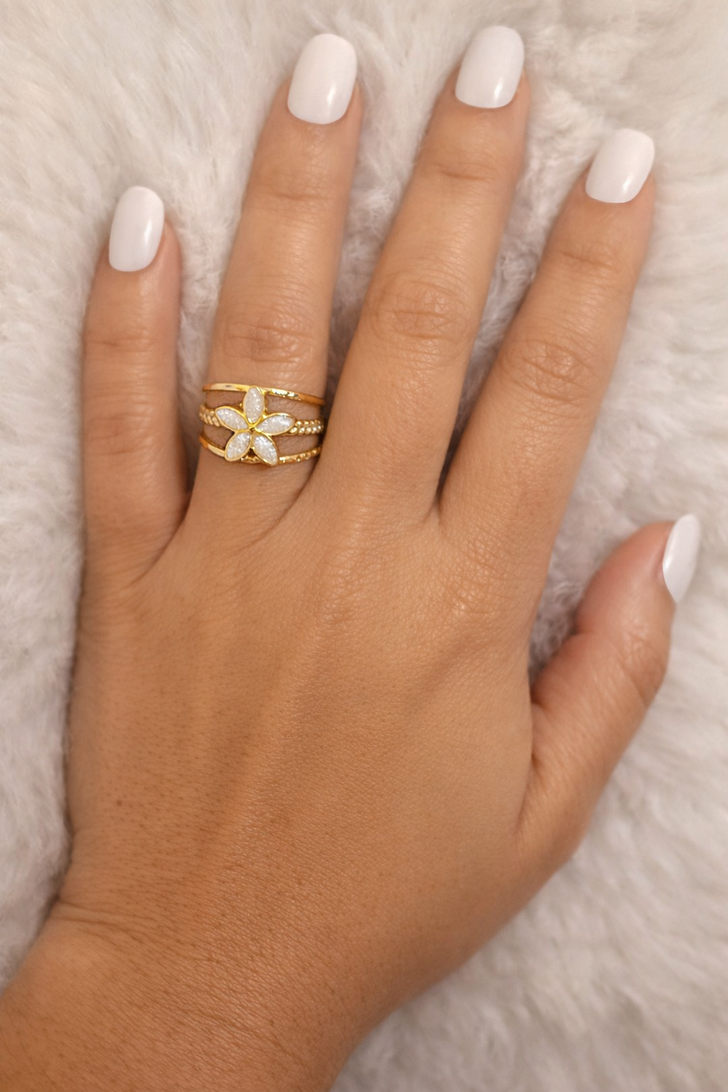 Flower- Ring, 18K Gold Plated Steel