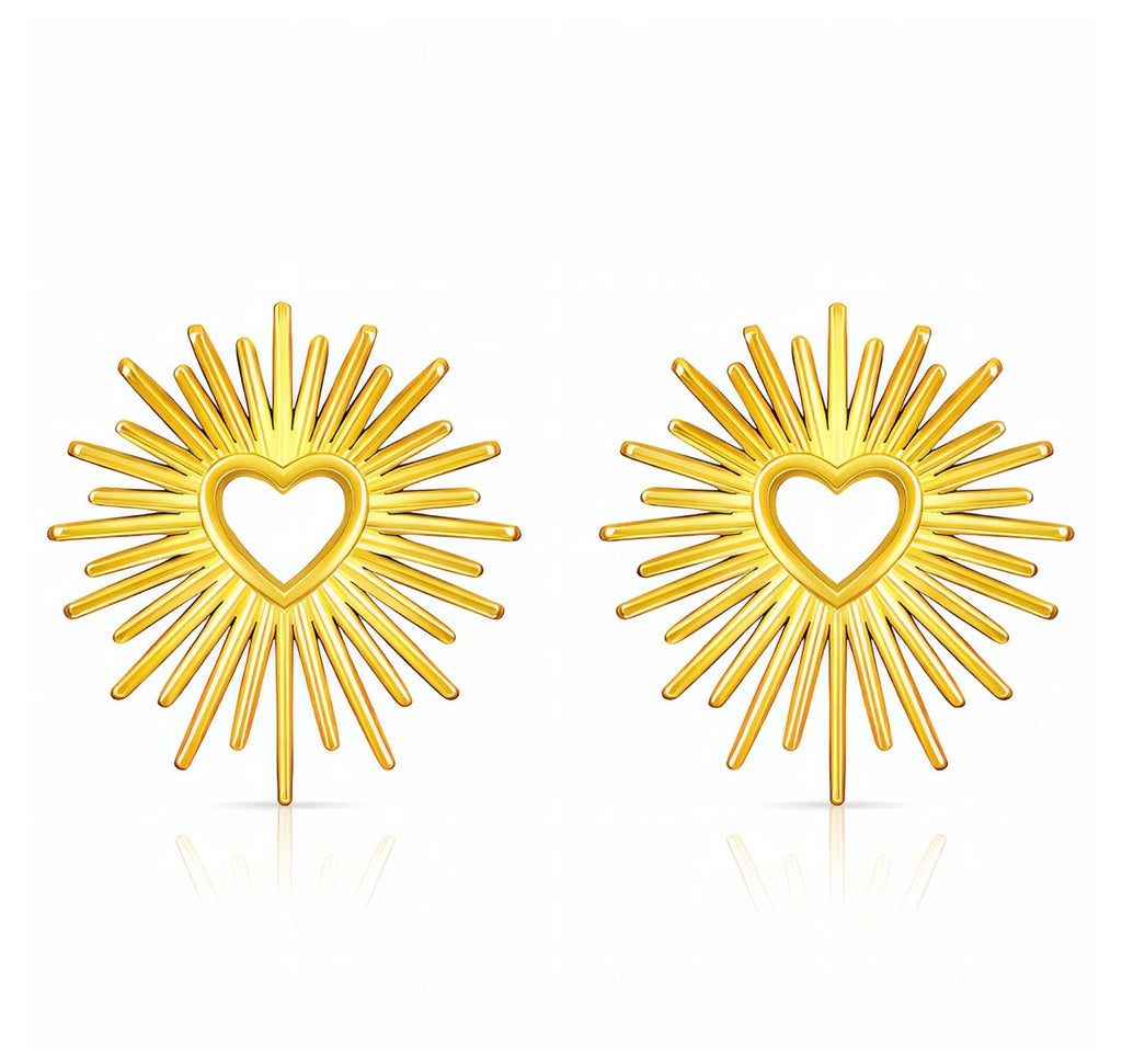 Heart Stud Earrings 18K Gold Plated Stainless Steel