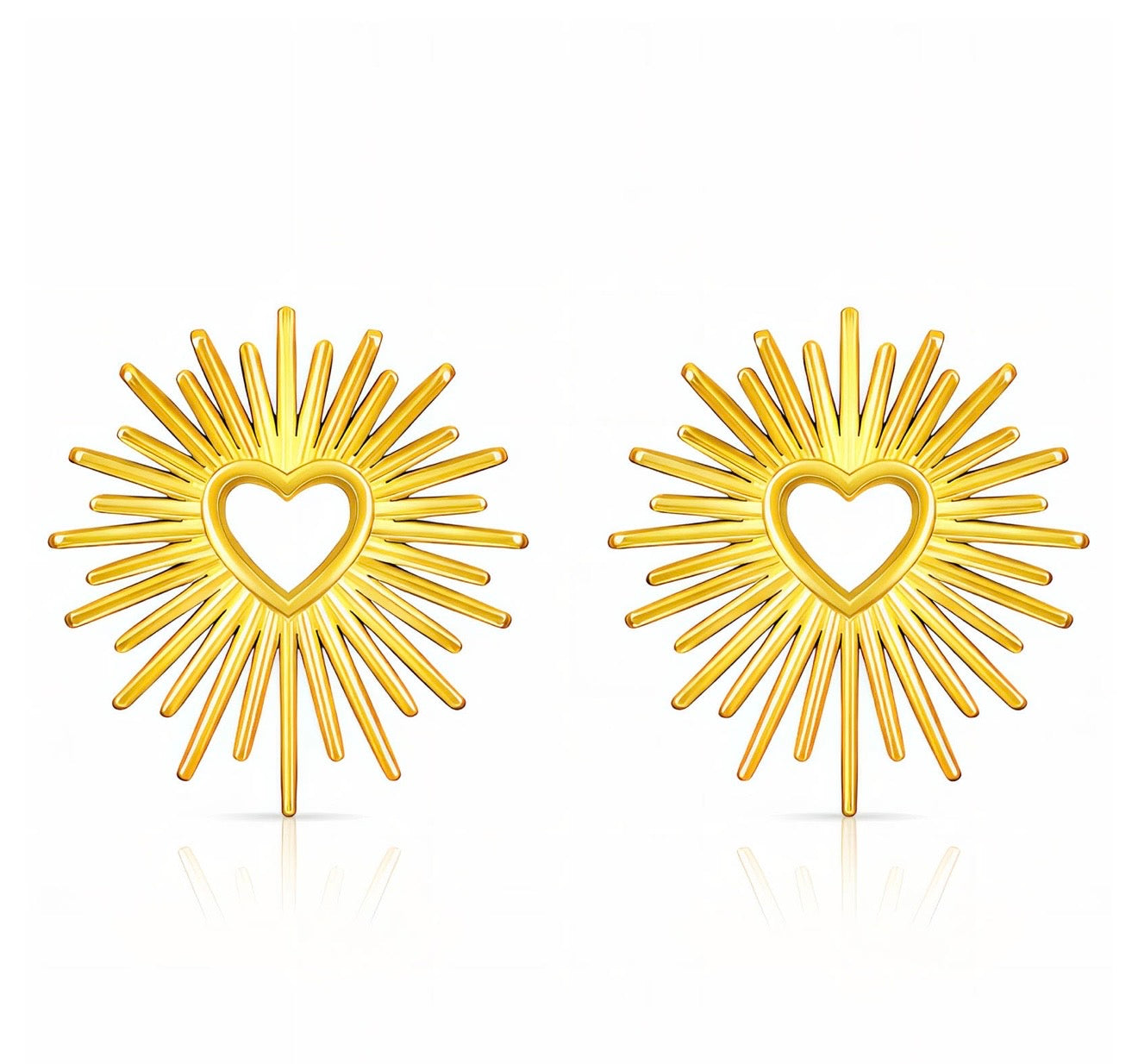 Heart Stud Earrings 18K Gold Plated Stainless Steel