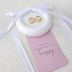 Peach Blossom Earrings with 6 White Zircon