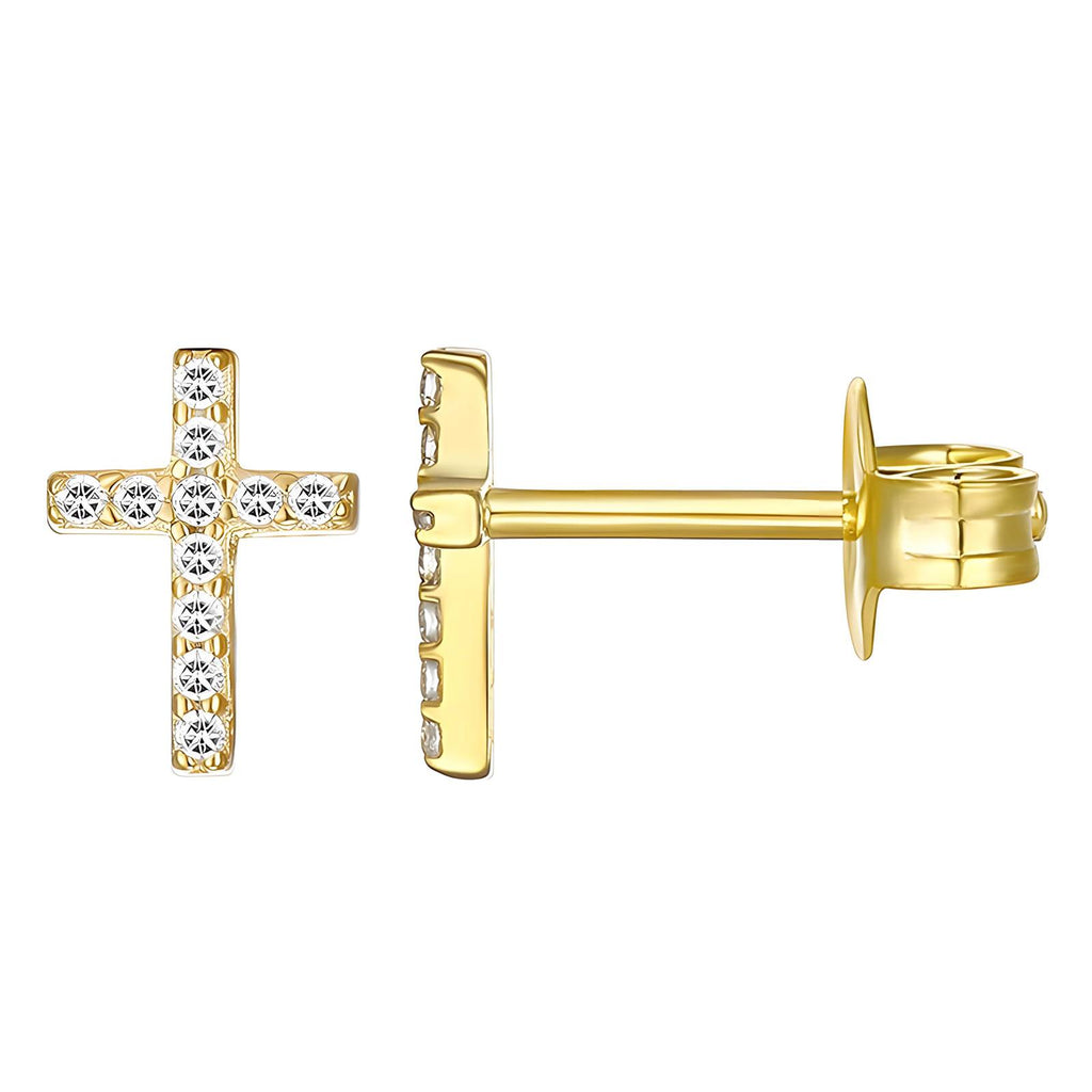 Crosses- Earrings, 18K Gold Plated Steel