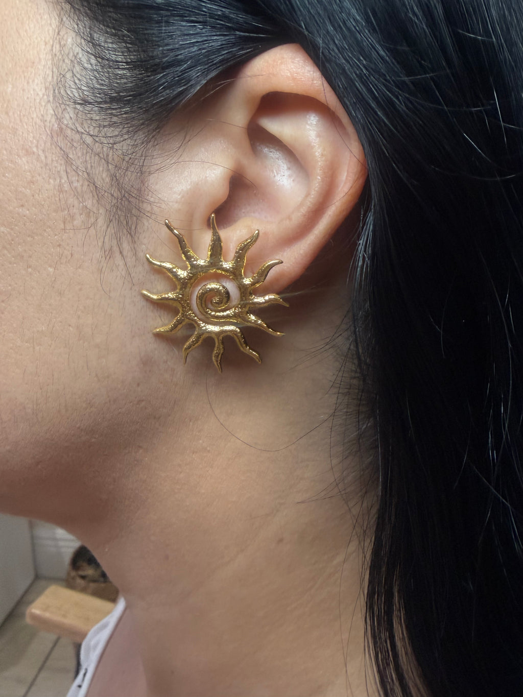 Sun Stud Earrings 18K Gold Plated Stainless Steel