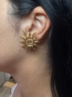 Sun Stud Earrings 18K Gold Plated Stainless Steel