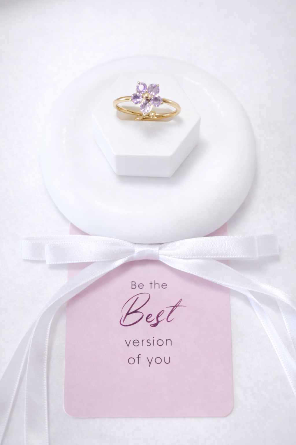 Gold Plated Multi - Color Gemstone Flower shaped open Rings