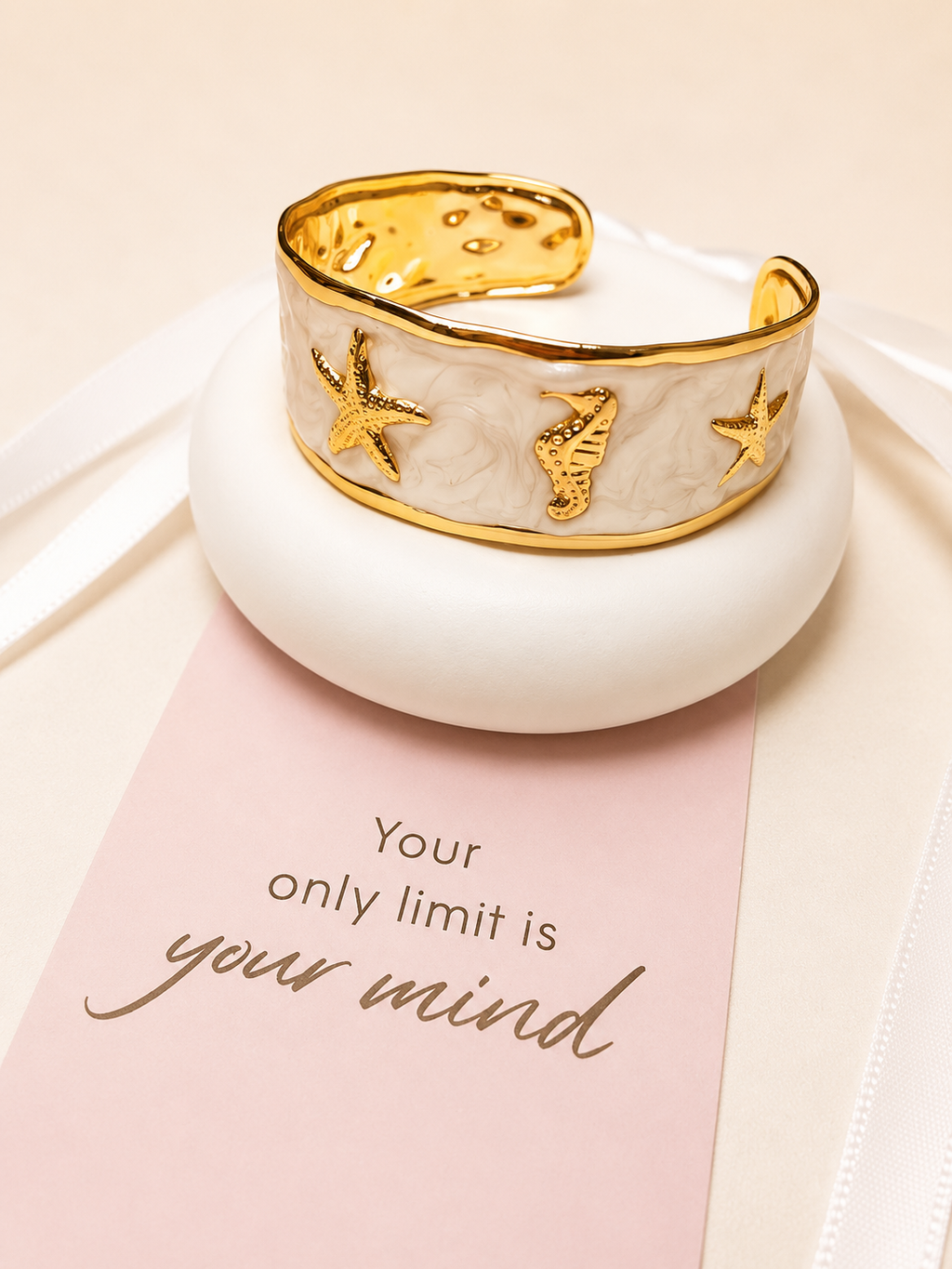 Stars and Seahorses bracelet, 18-karat gold-plated steel