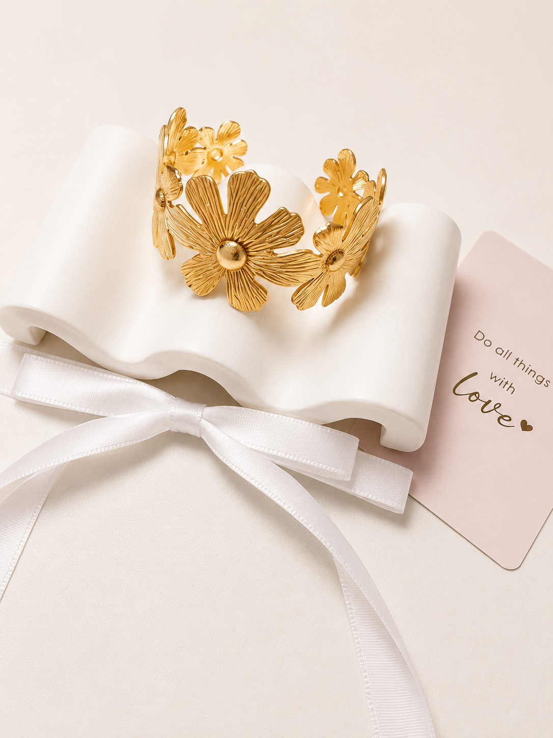 Flower Meadow Bracelet, 18K Gold Plated Steel
