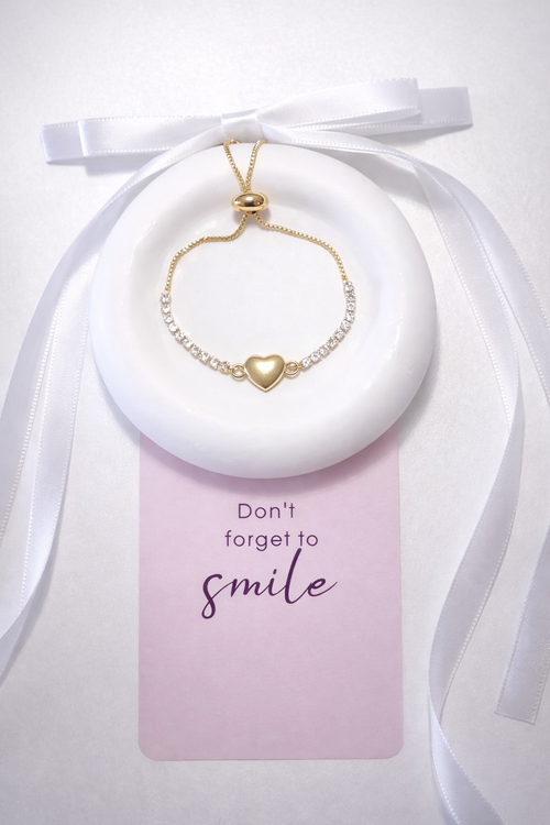 Adjustable Gold Plated Heart and Star Bracelet