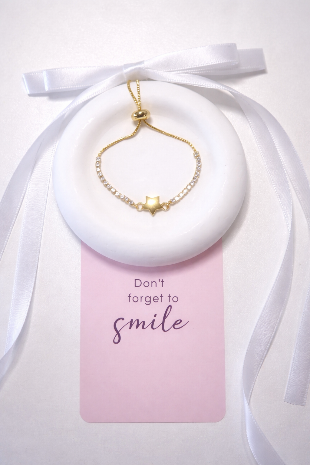 Adjustable Gold Plated Heart and Star Bracelet