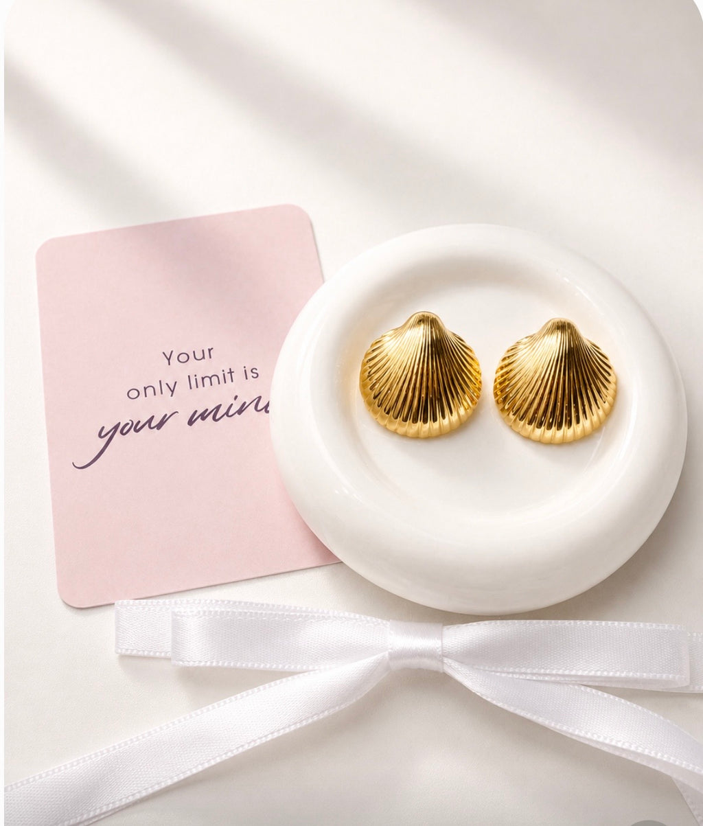 Seashell Stud Earrings 18K Gold Plated Stainless Steel