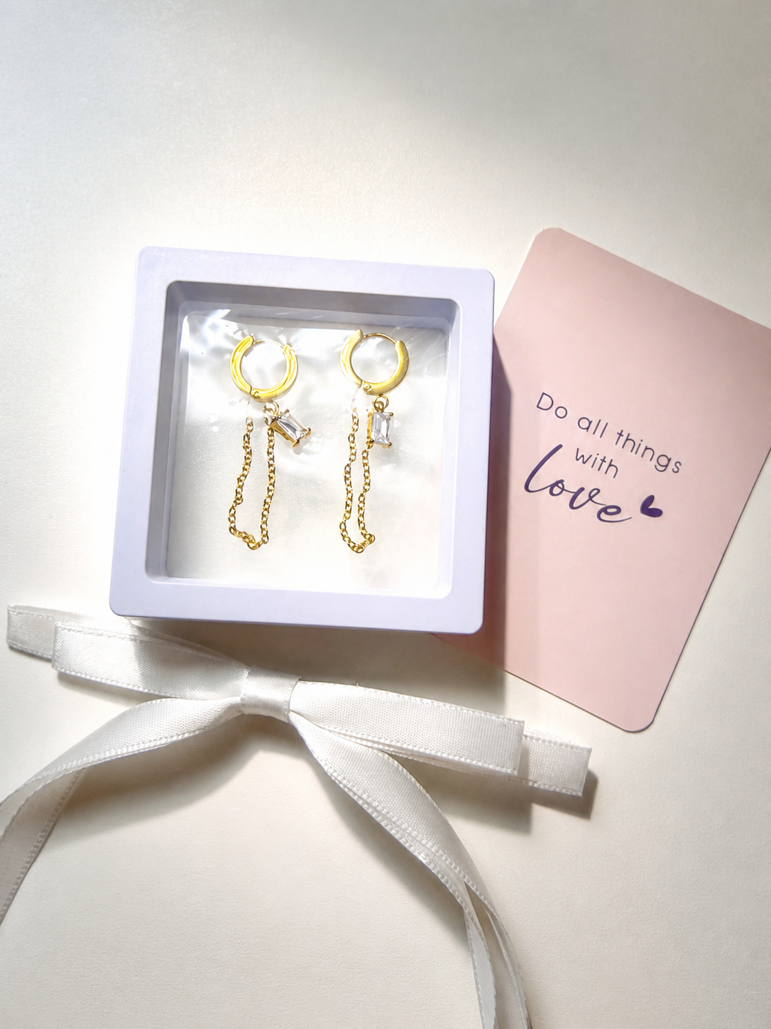 Gold Tassel Zirconia Earrings – 18K Gold Plated