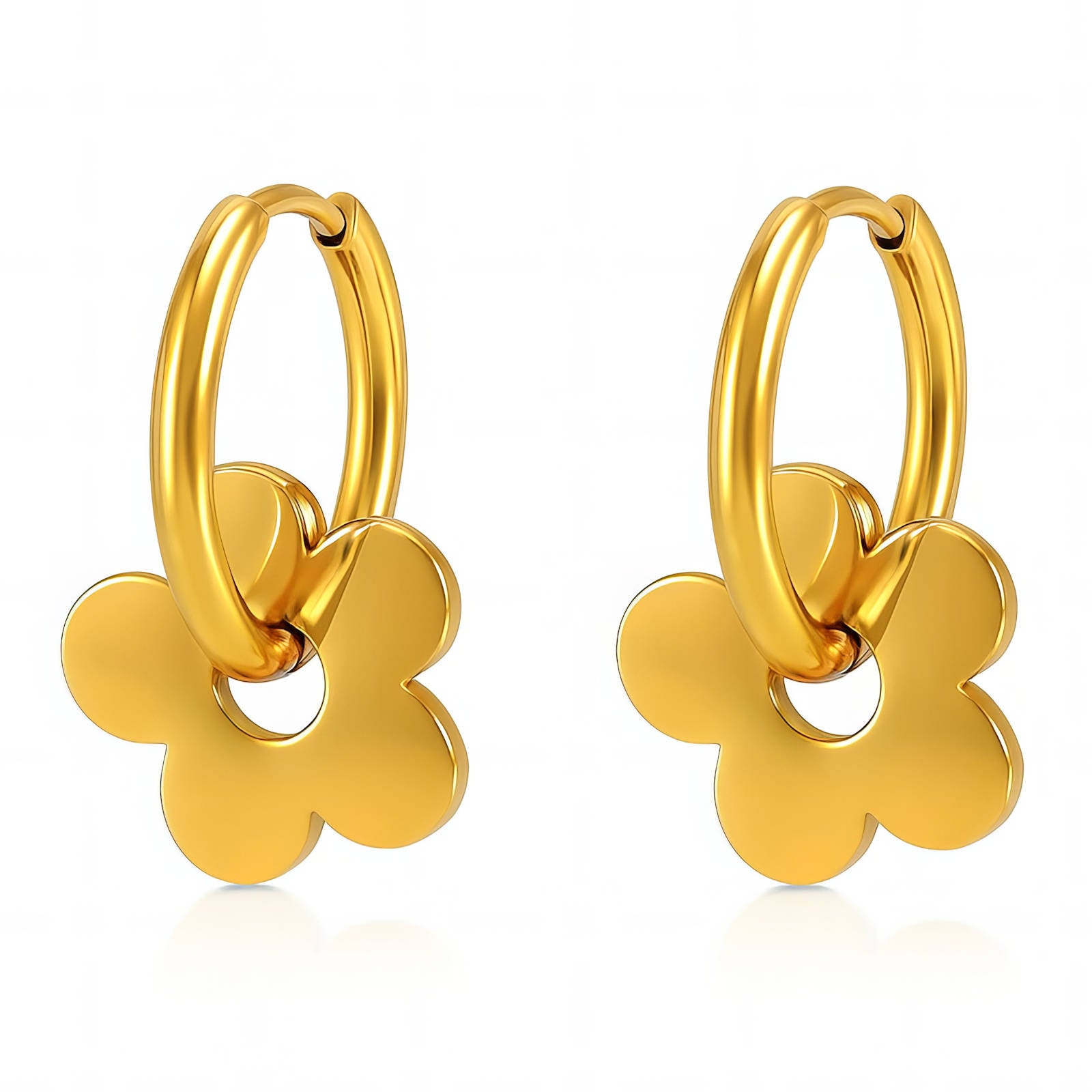 Flowers- Earrings, 18K Gold Plated Steel