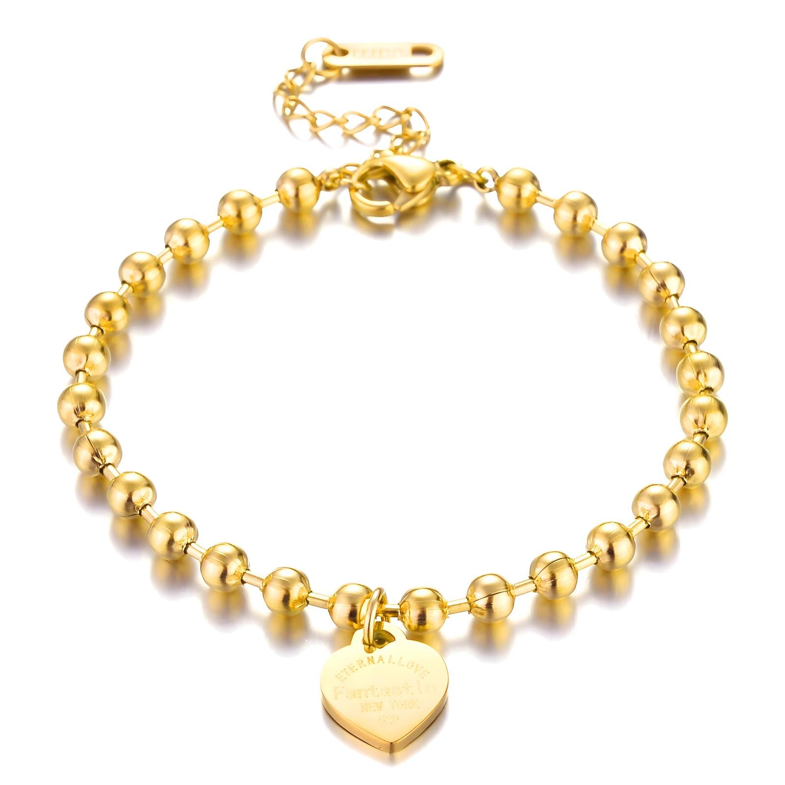 Hearts- Bracelet, 18K Gold Plated Steel