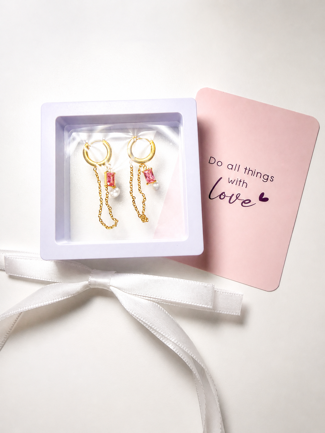 Gold Tassel Zirconia Earrings – 18K Gold Plated