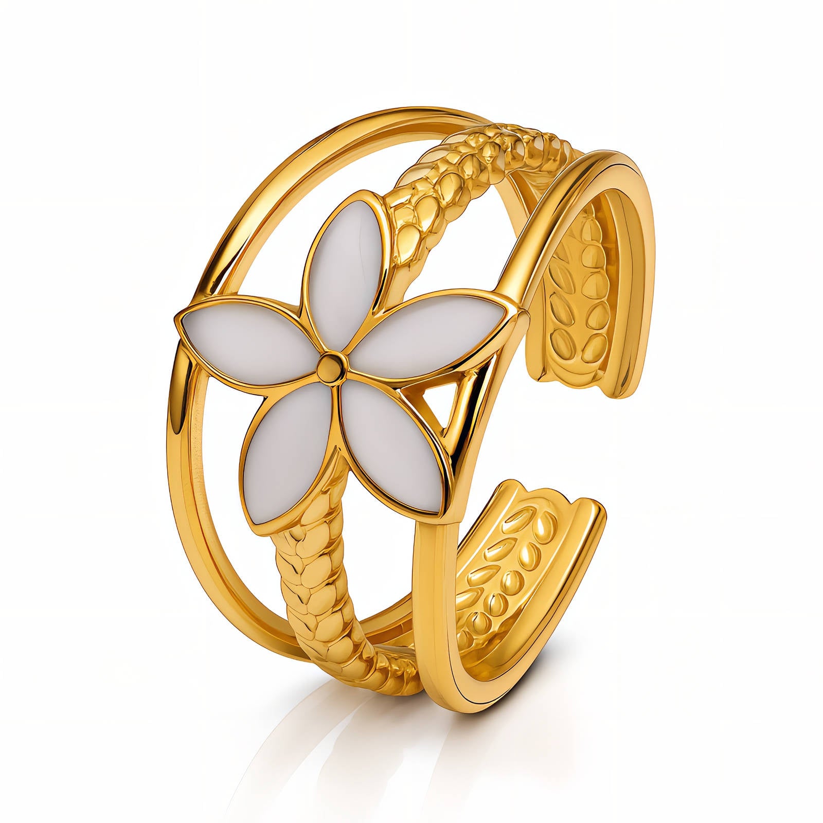 Flower- Ring, 18K Gold Plated Steel