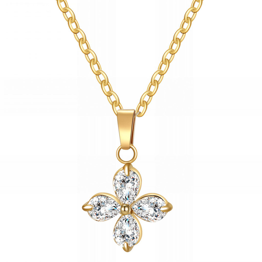 Flower- Necklace, 18K Gold Plated Steel