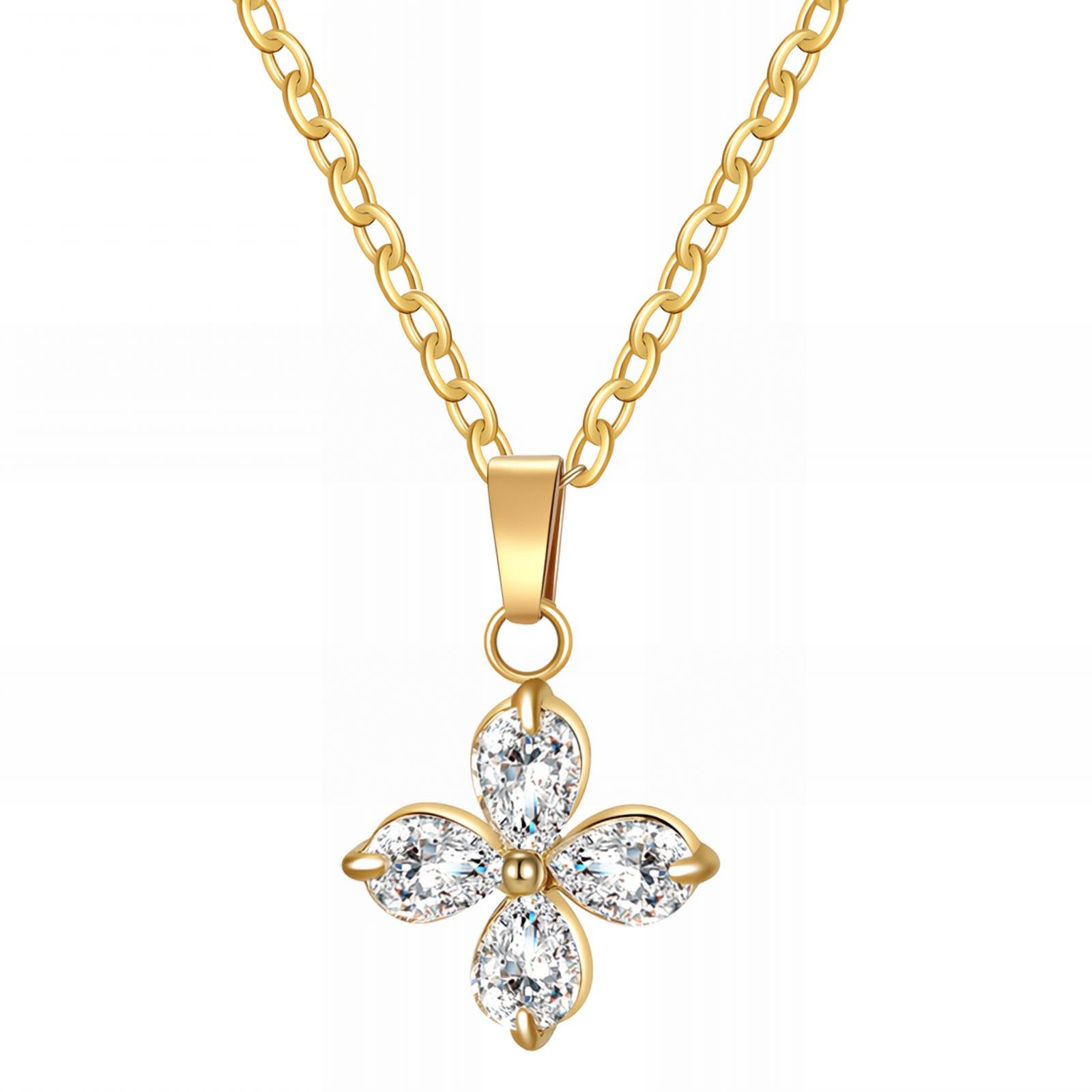 Flower- Necklace, 18K Gold Plated Steel