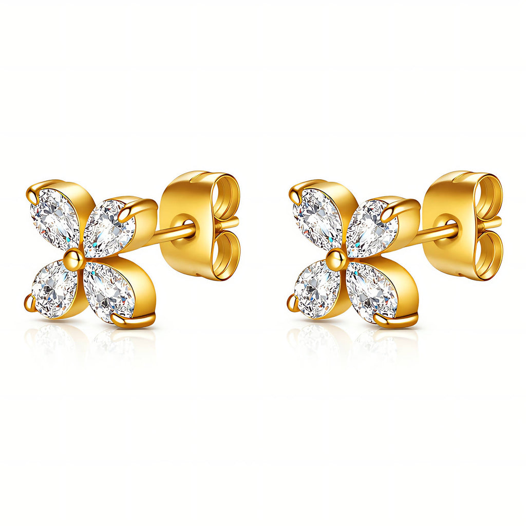 Flowers- Earrings, 18K Gold Plated Steel