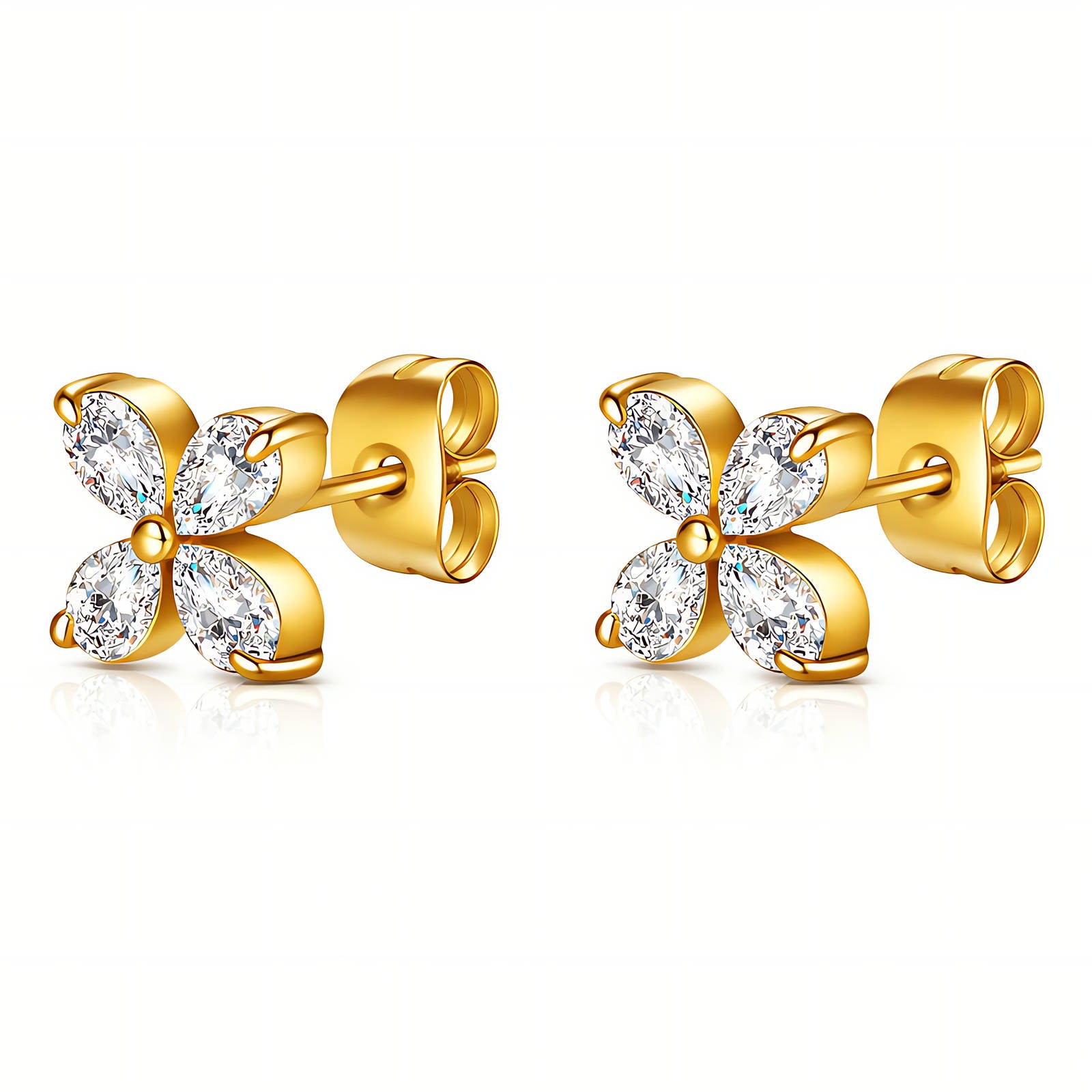 Flowers- Earrings, 18K Gold Plated Steel