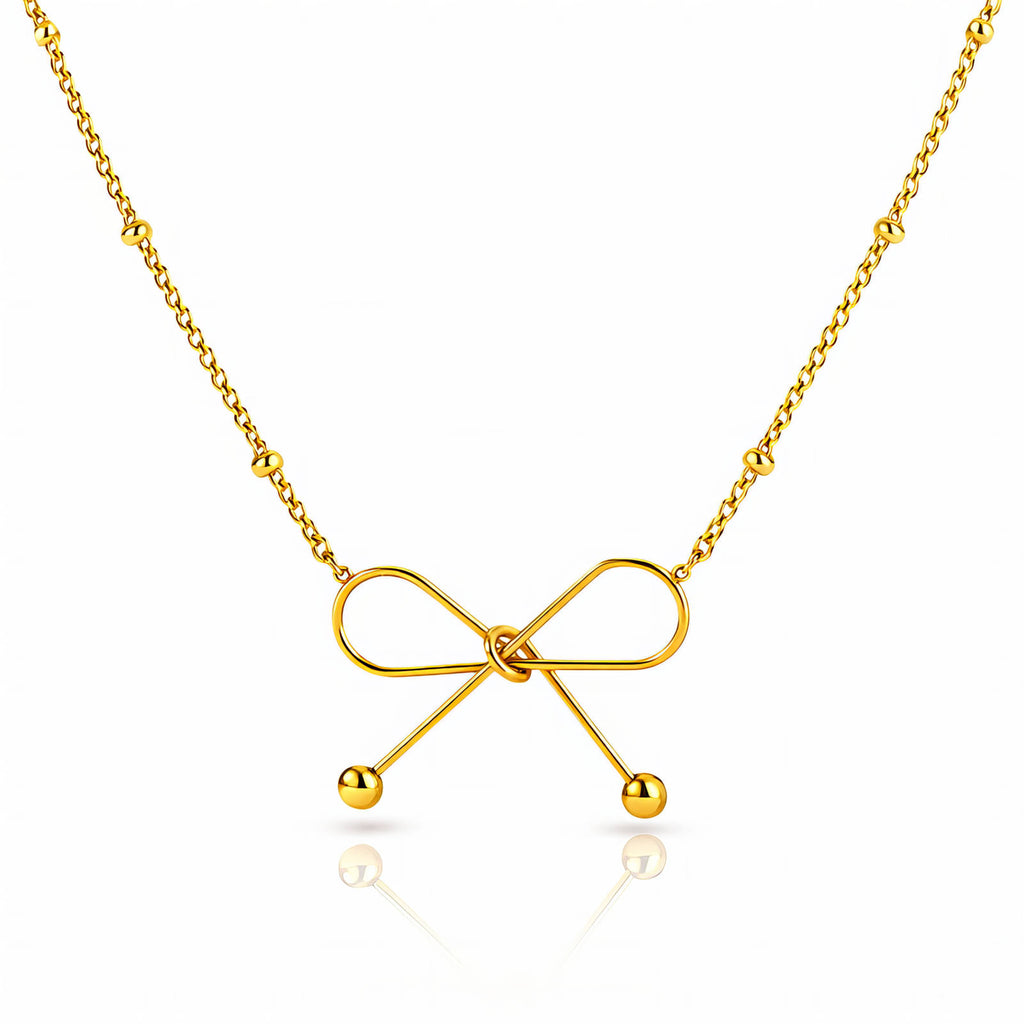 Bow- Necklace, 18K Gold Plated Steel