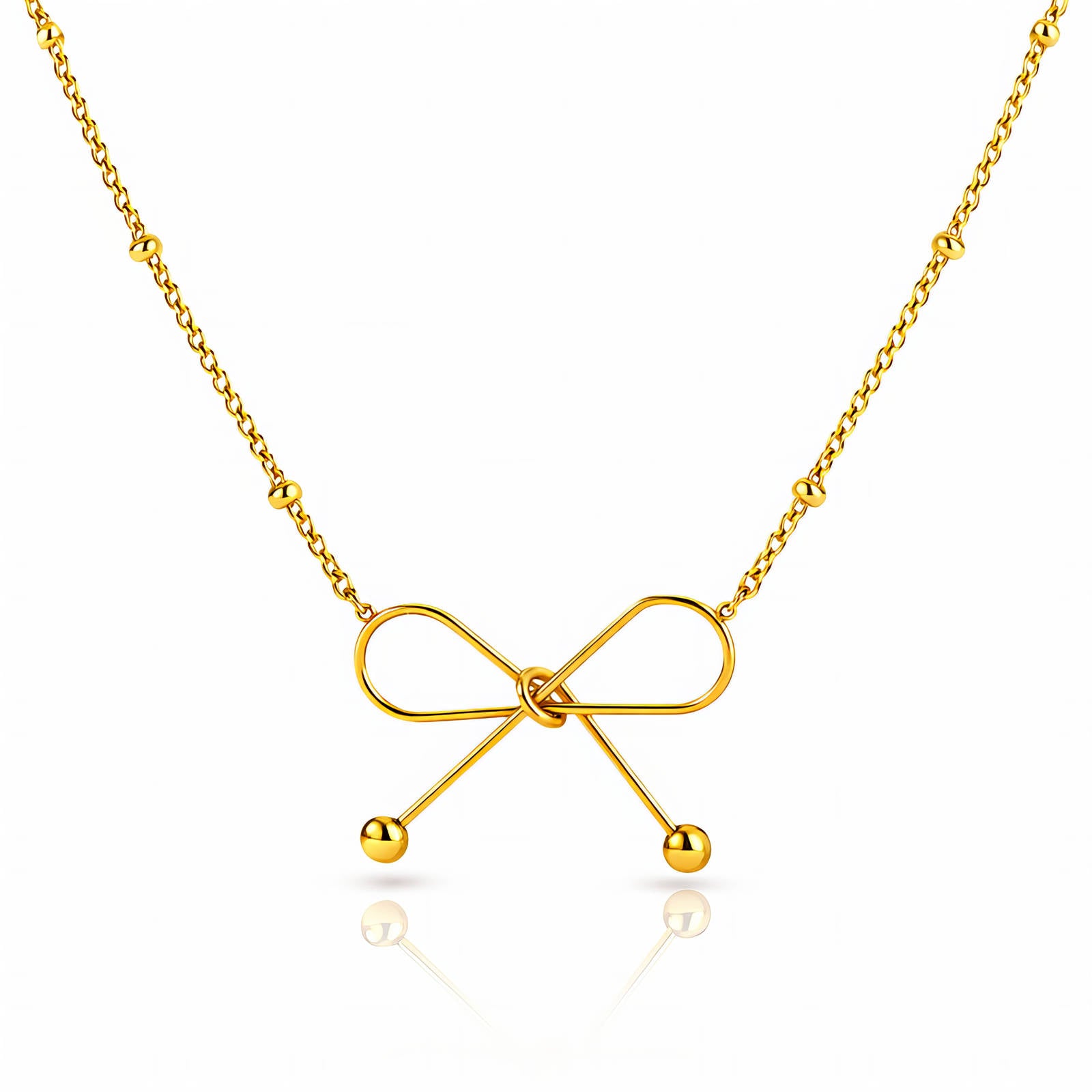 Bow- Necklace, 18K Gold Plated Steel