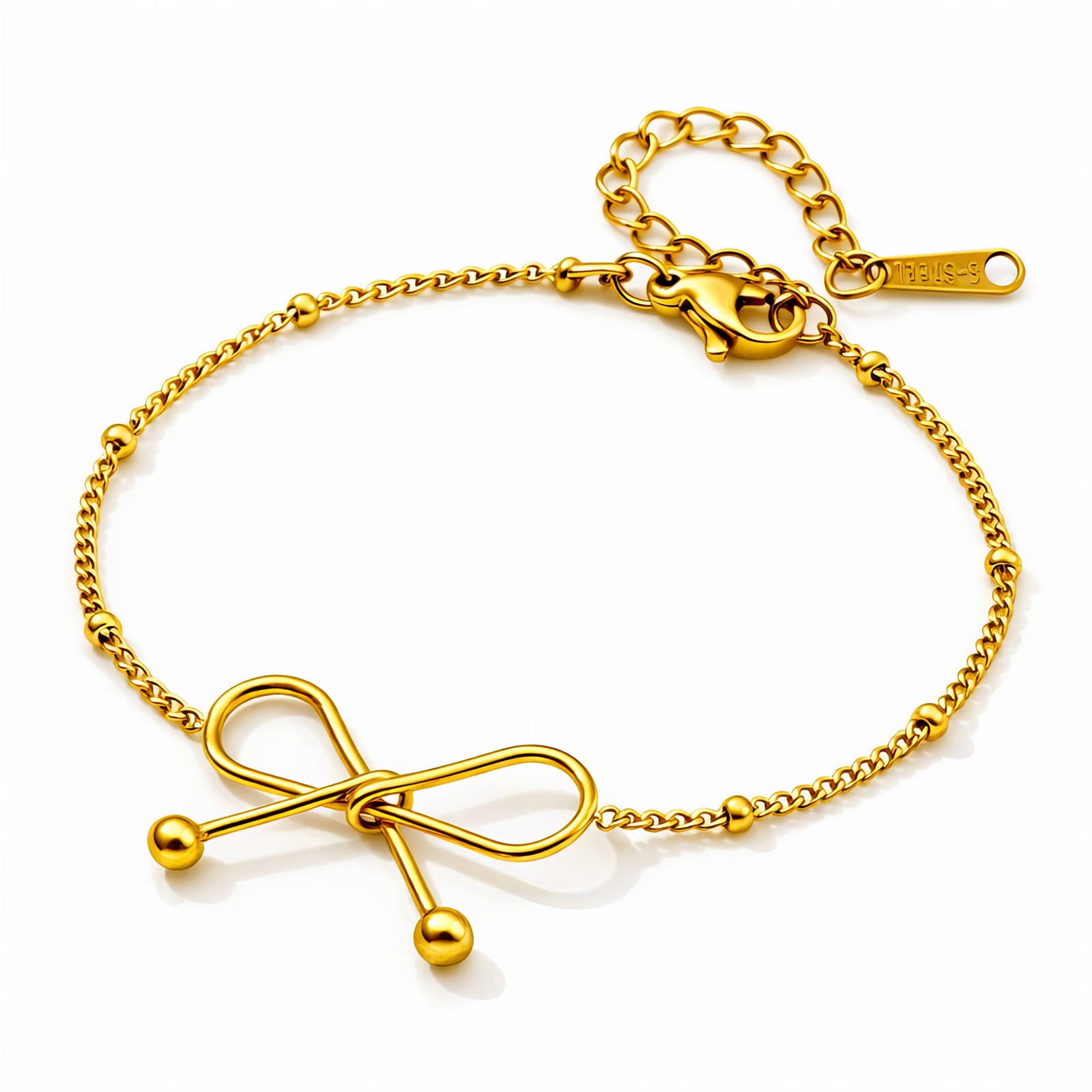 Bow- Bracelet, 18K Gold Plated Steel
