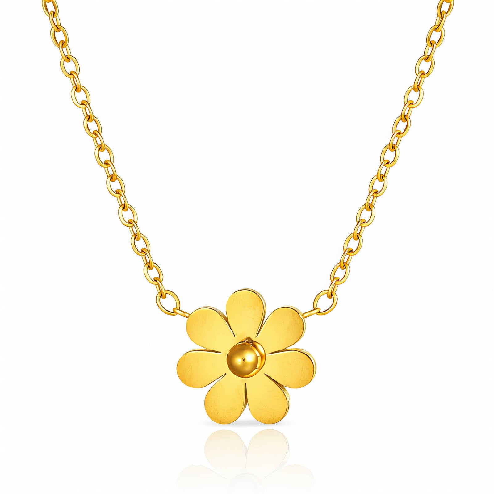 Flower- Necklace, 18K Gold Plated Steel