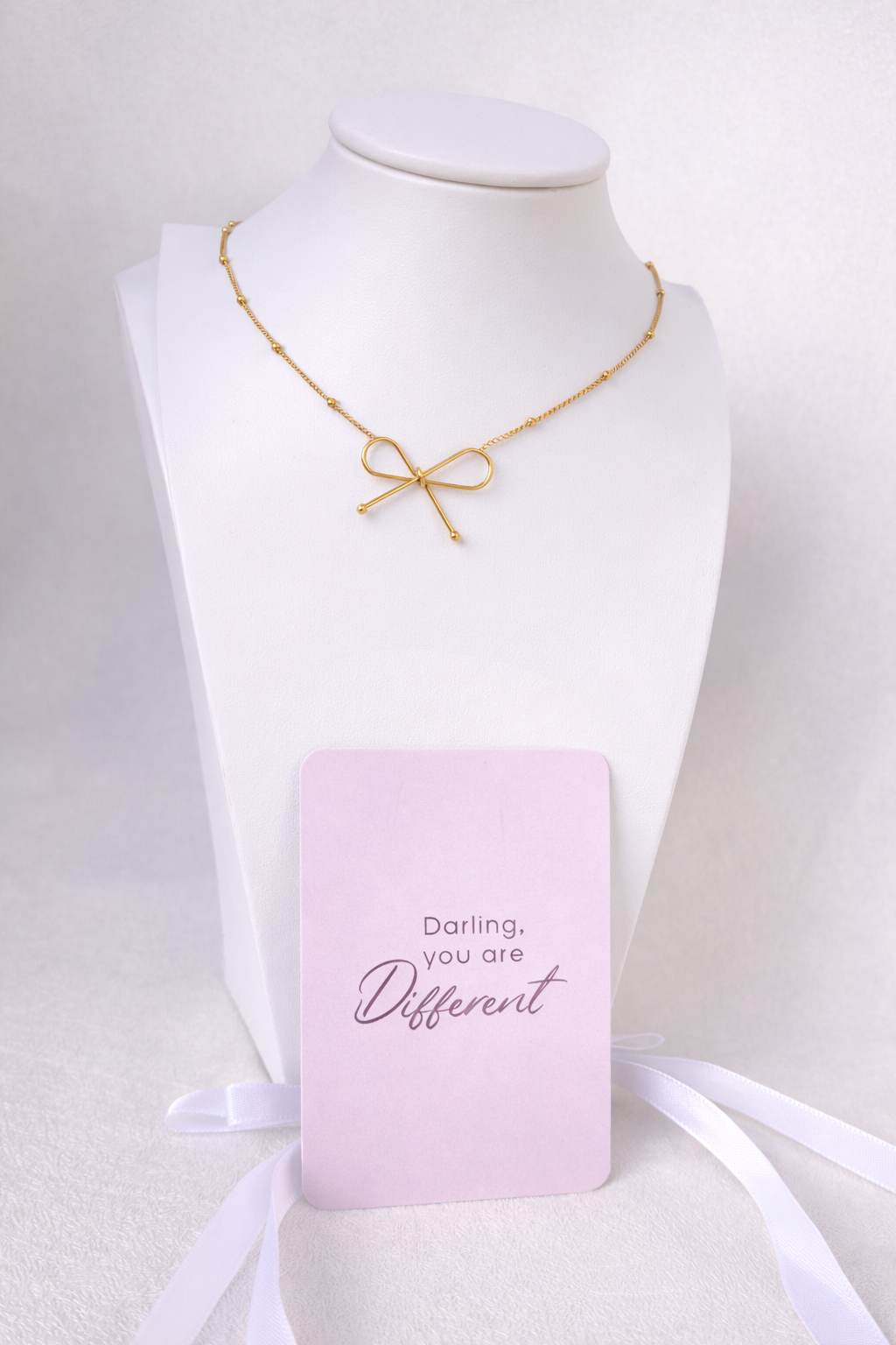 Bow- Necklace, 18K Gold Plated Steel