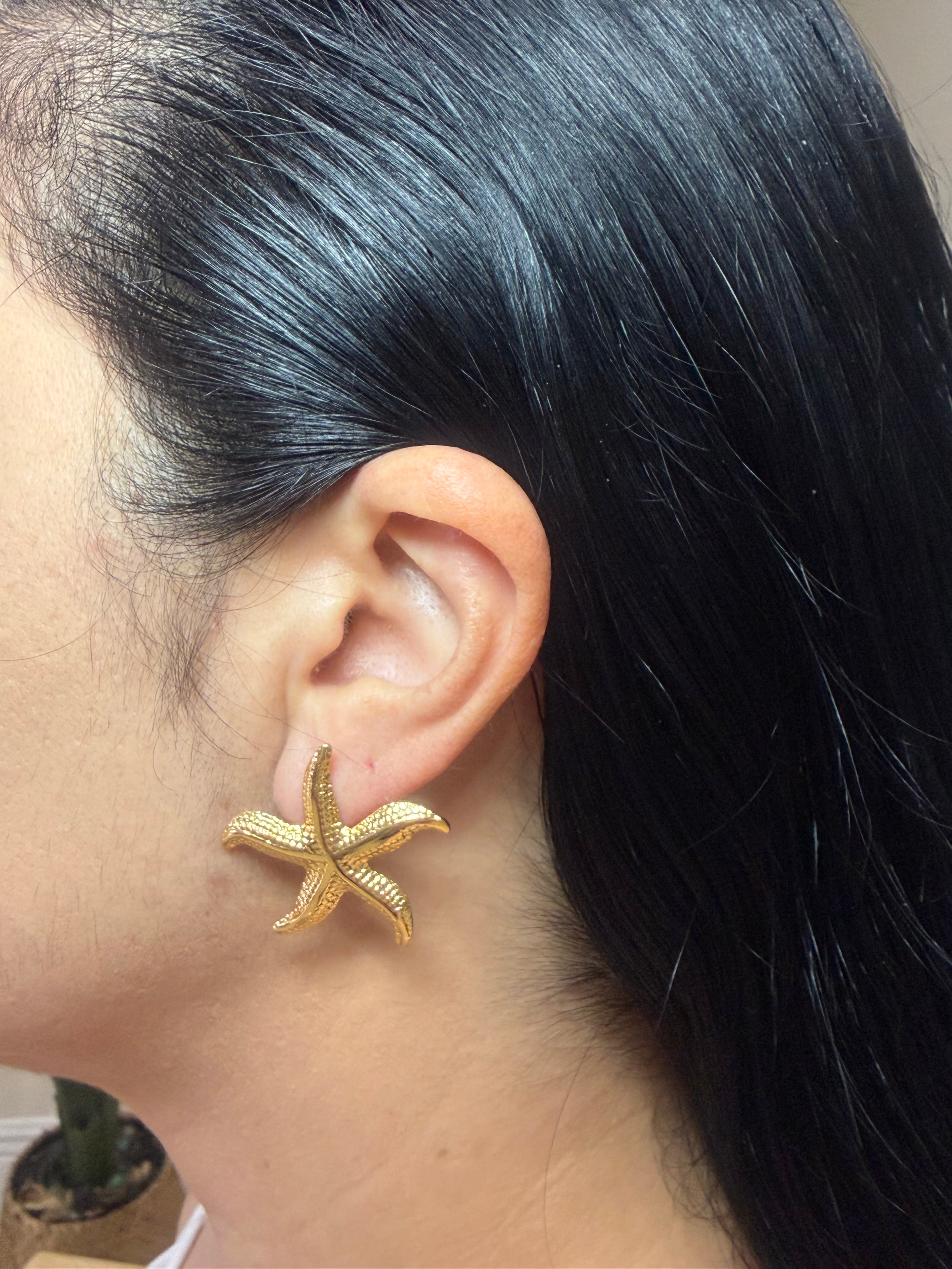 Starfish Stud Earrings 18K Gold Plated Stainless Steel
