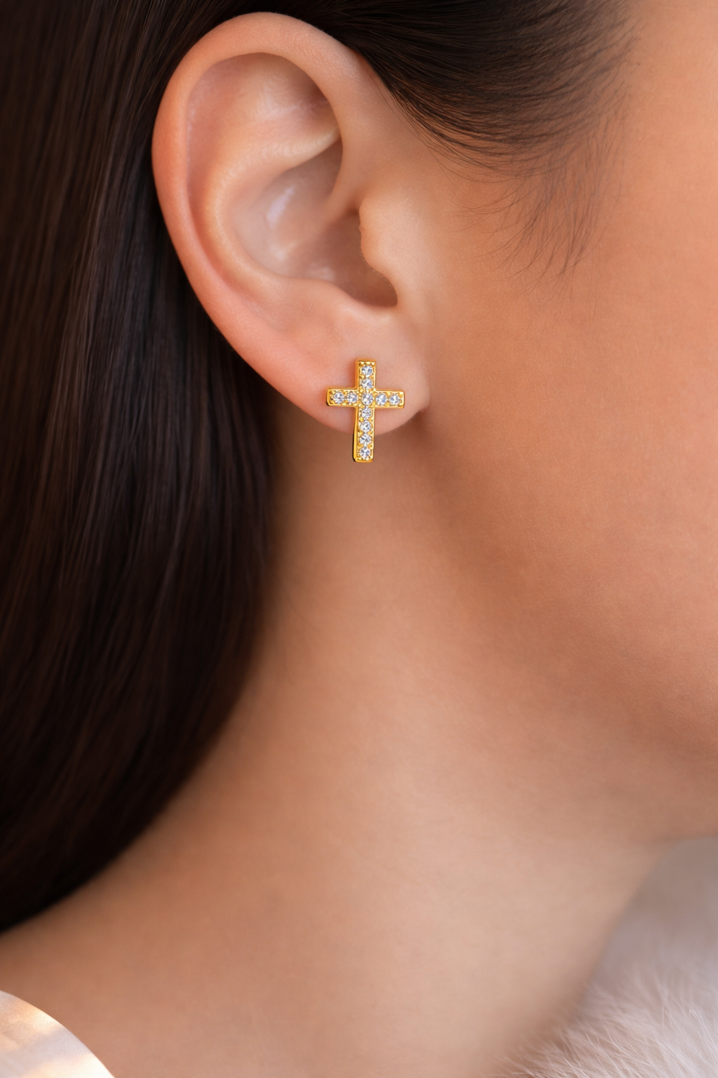 Crosses- Earrings, 18K Gold Plated Steel