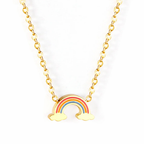 Gold-tone stainless steel set with a chain and rainbow earrings