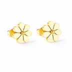 Small flower-shaped stud earrings in gold-tone stainless steel