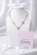 4 Hollow Peach Blossoms+ Peach Blossom with White Shell Accessories Necklace