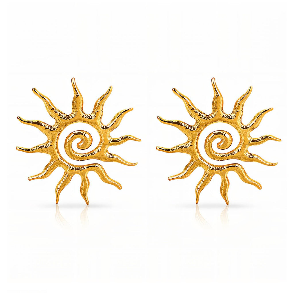 Sun Stud Earrings 18K Gold Plated Stainless Steel