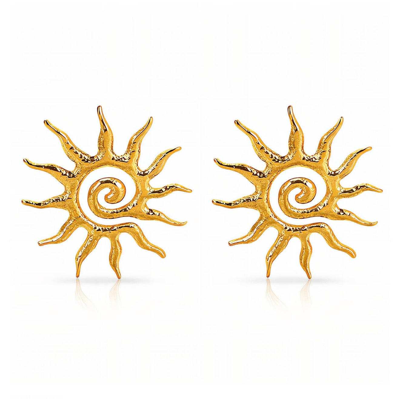 Sun Stud Earrings 18K Gold Plated Stainless Steel