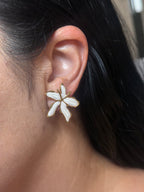 Floral Enamel Stud Earrings – 18K Gold Plated