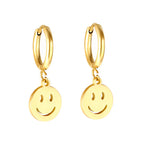 Circle With Smiley Face Stud Earrings