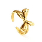 Cast stainless steel ring with a luxurious aesthetic, plated in 18k gold.