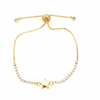 Adjustable Gold Plated Heart and Star Bracelet